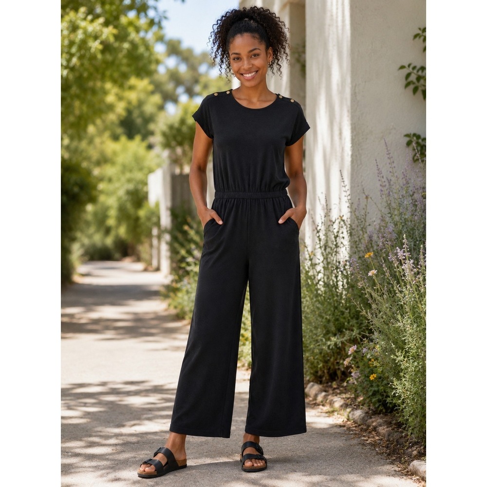 Oiselle Gray Jumpsuit Romper Women's Size‎ Medium Elastic Waist Pockets Casual